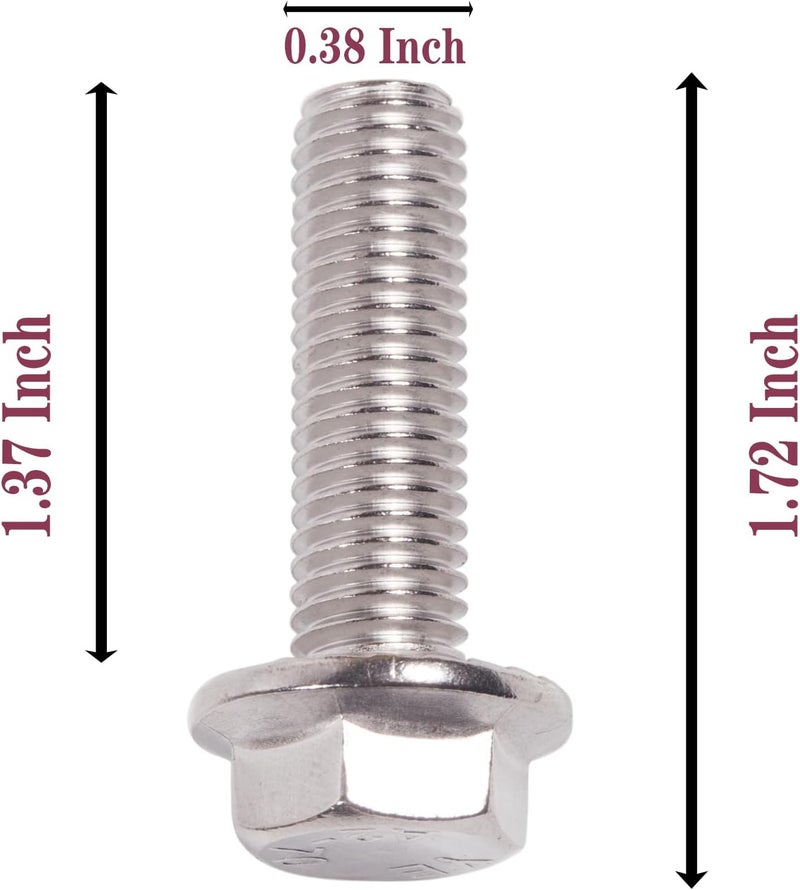 BEONEO M10X1.5-35mm Stainless Steel Exhaust Bolt Flange Screws M10X1.5 Flange Bolt Exhaust Stud Exhaust Manifold Hardware Kit (Bolts&Nuts) (4 Pack) - Image 2